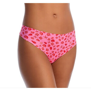 Aqua Intimates Seashell Print Microfiber Thong Pink Combo Size L 5005